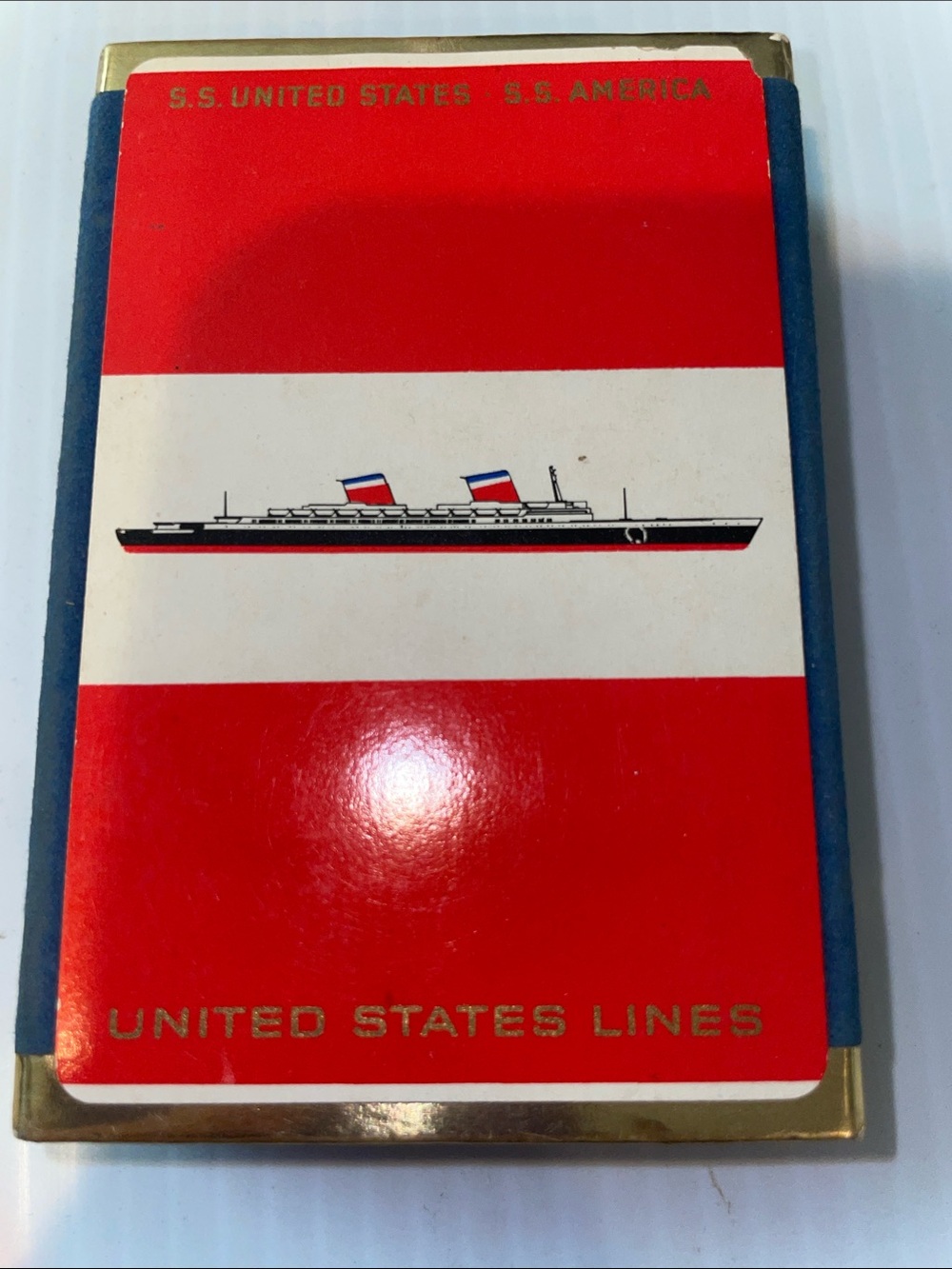 Vintage United States Lines Playing Cards ~ in Blue Velvet Box